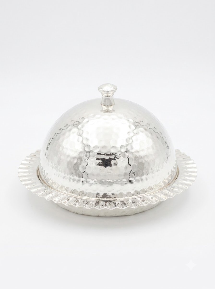 Round Hammered Covered Dish