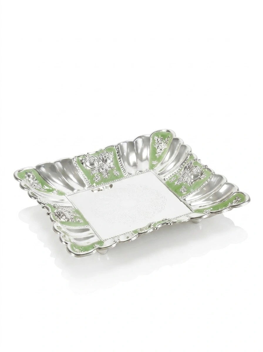 Square Tray with Green Enamel (M)