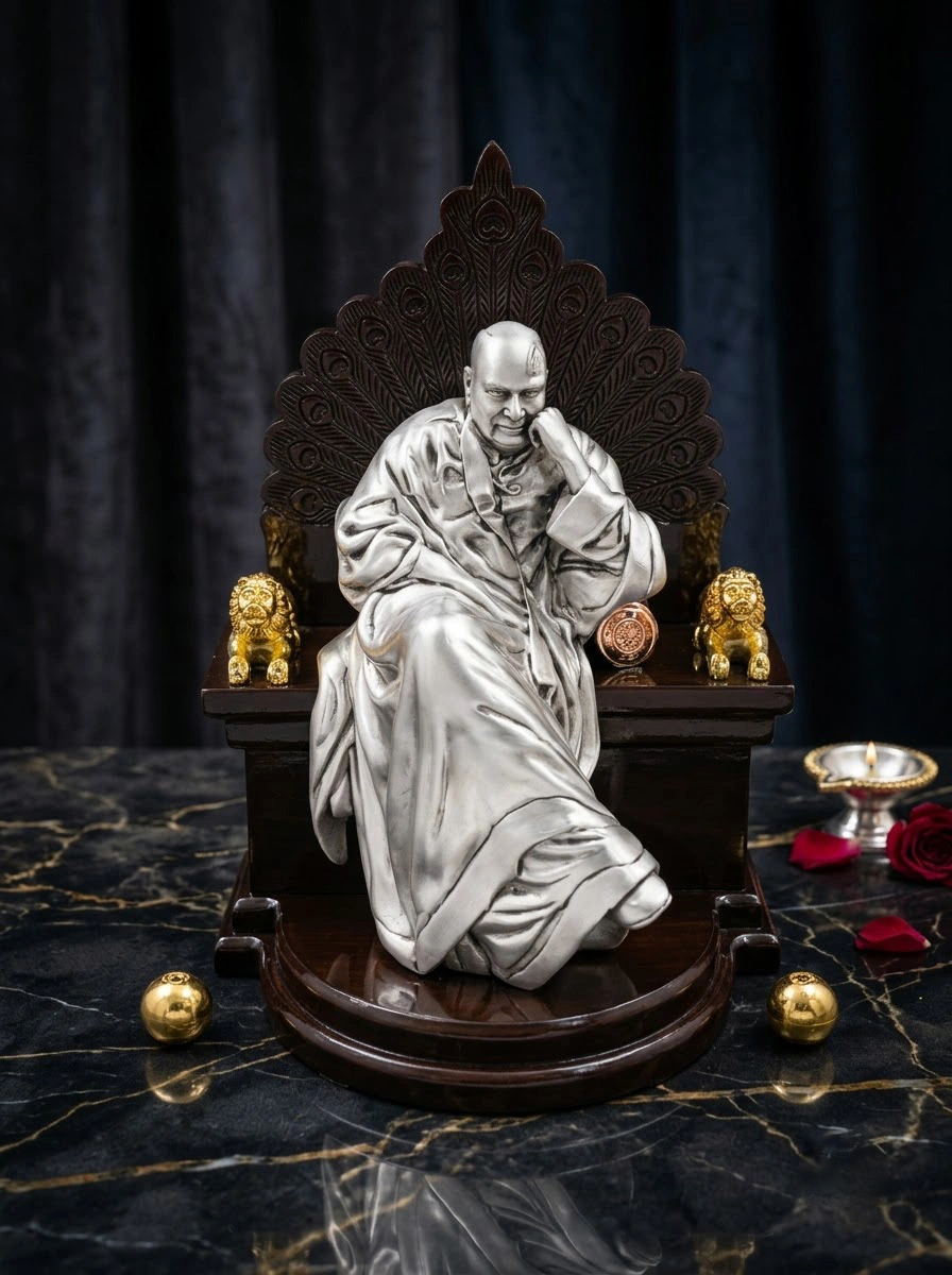 Guruji on Wooden Singhsasan Brown