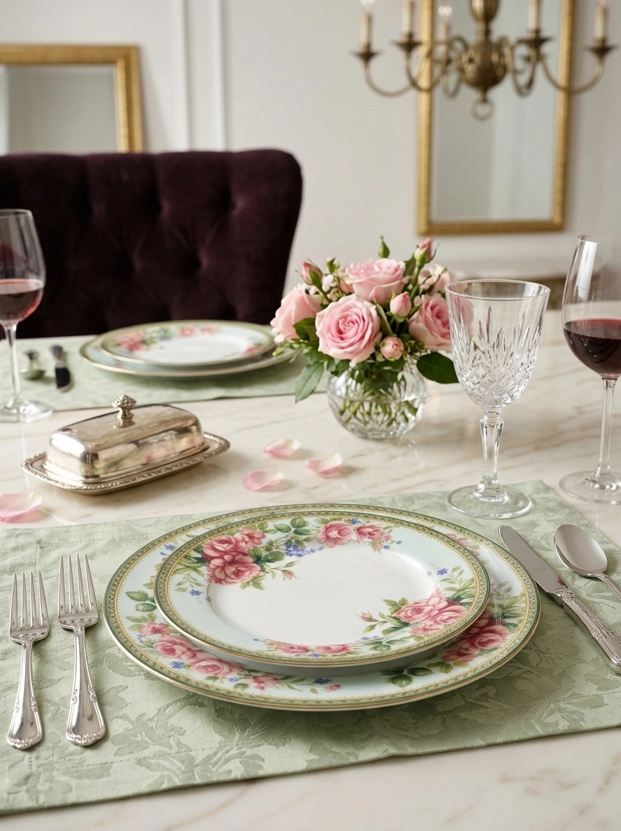 Rosa Basket Dinner Set 45 Pc