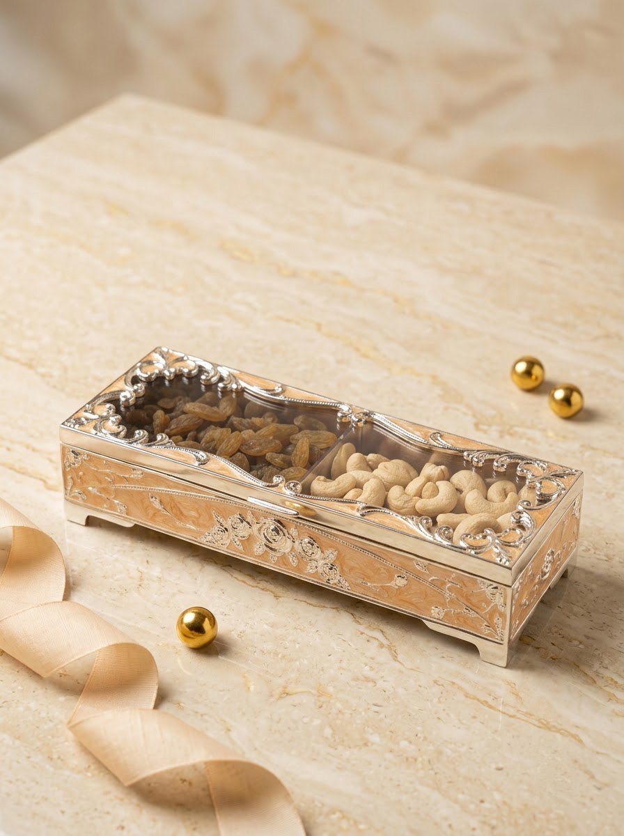 Rectangle Dry Fruit Box Peach Enamel