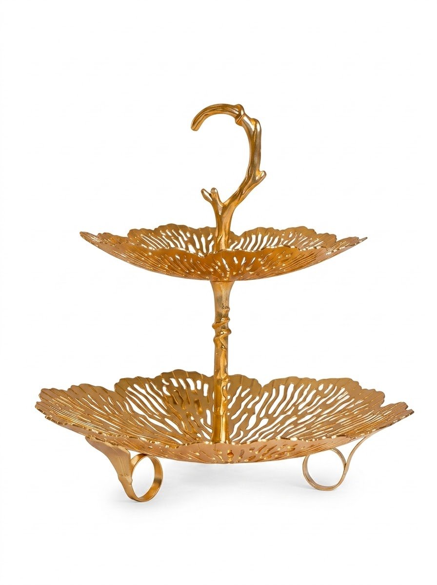2 Tier Leaf Platter- Matt Gold