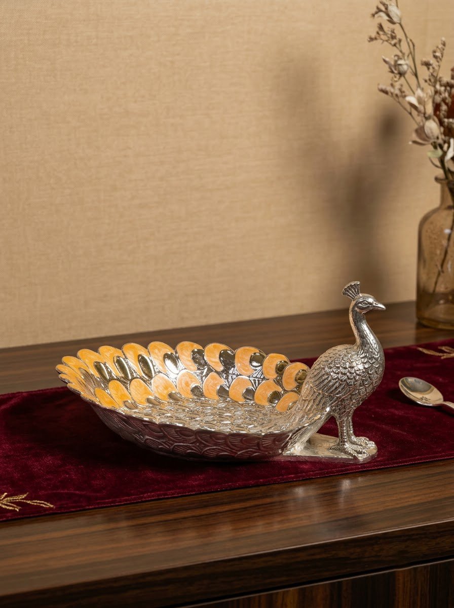 Peacock Bowl Peach Enamel