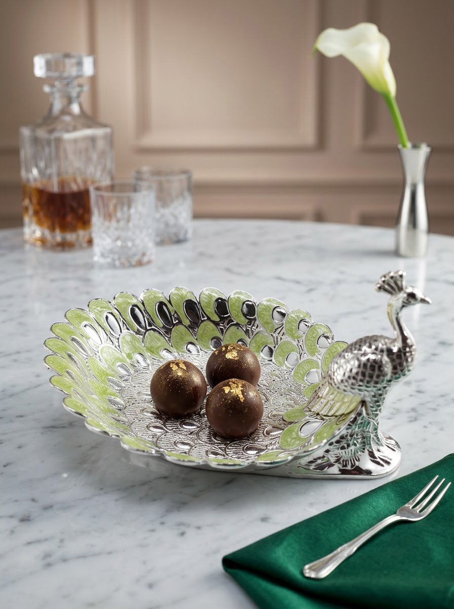 Peacock Bowl Green Enamel