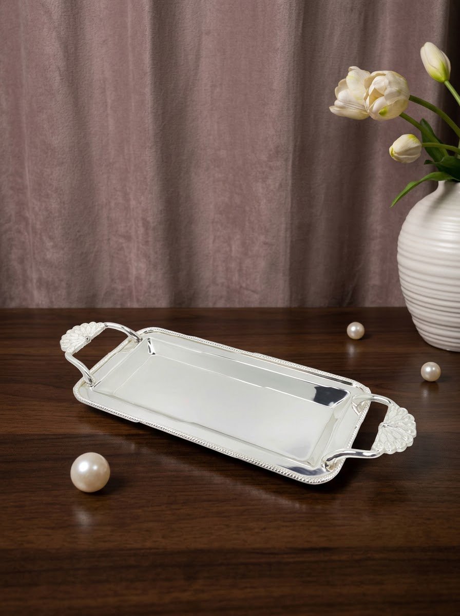 Peacock Rectangle Tray with Handle