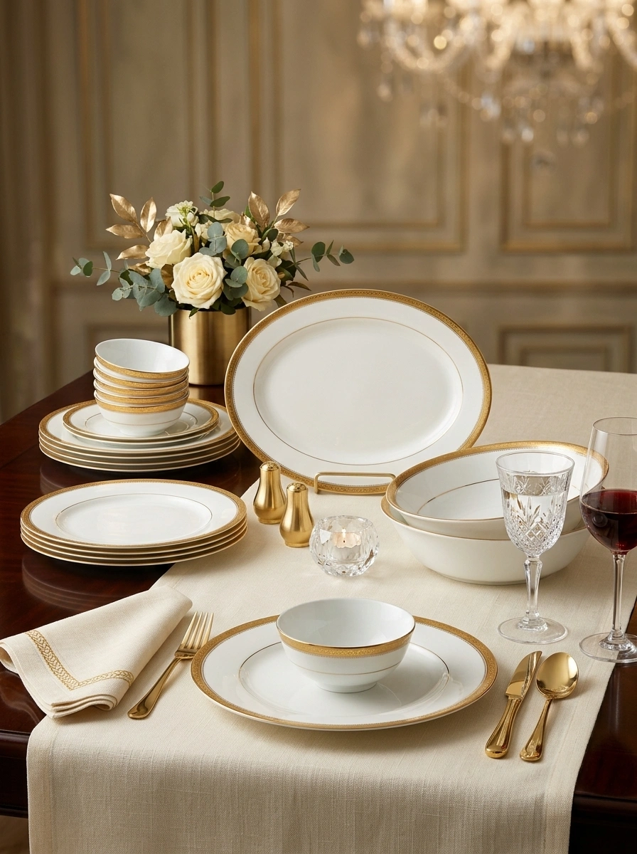 Signature Gold Dinner Set 45 Pc