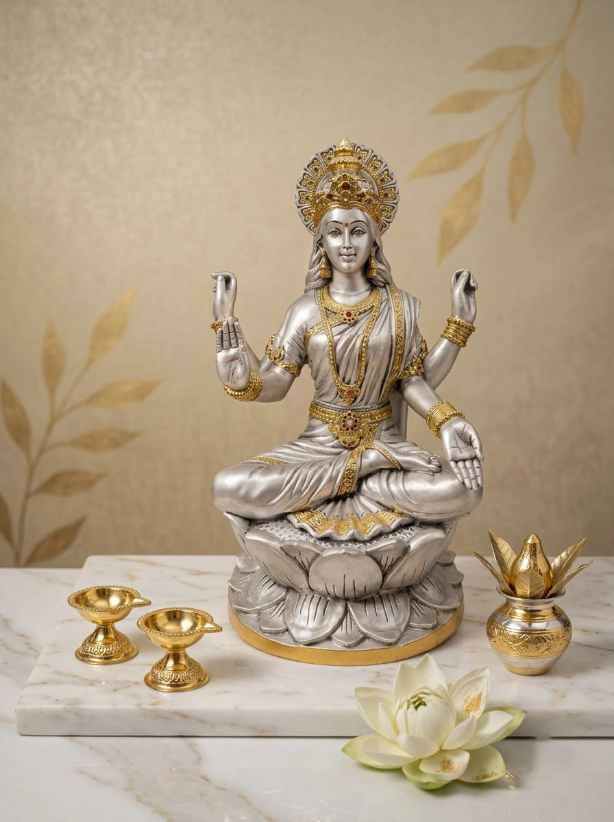 Big Lotus Laxmi Silver Antiq Emery