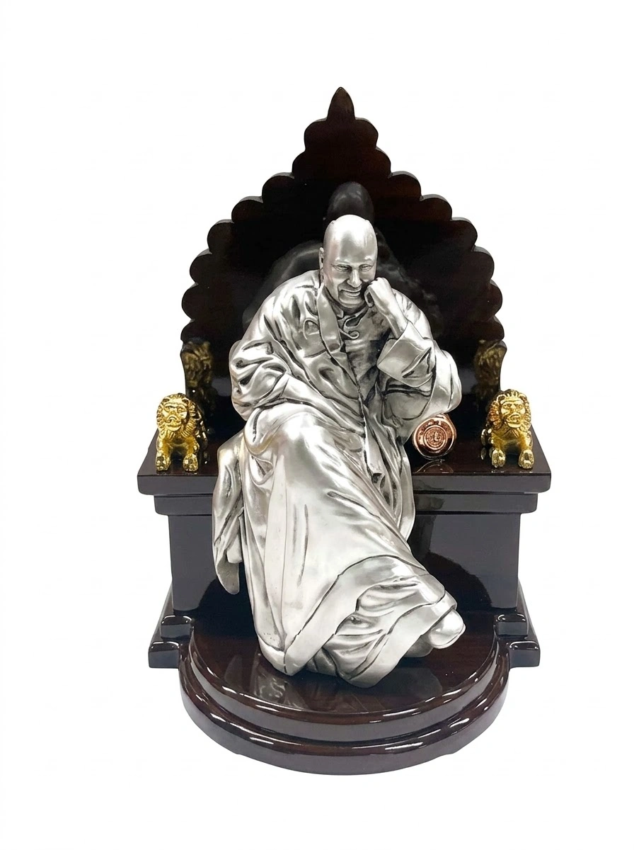 Guruji on Wooden Singhsasan Brown