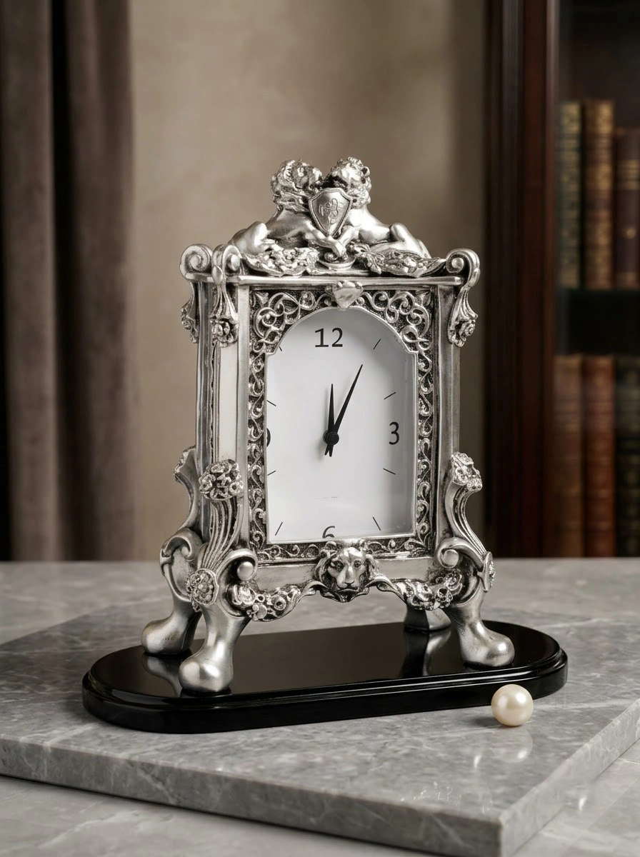 Clock Lions Couple with Base