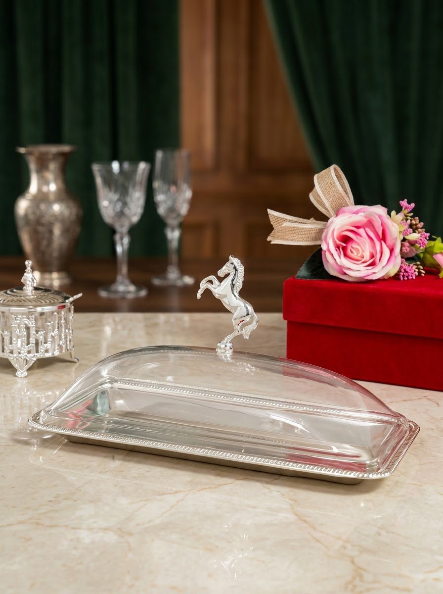 Horse Knob Rectangular Covered Tray
