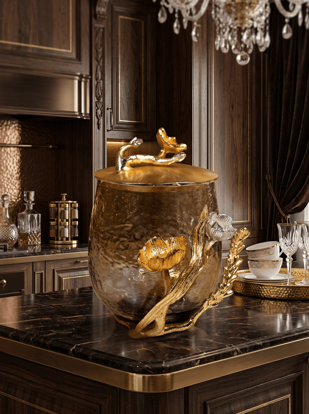 Luster Jar Glass with Flowers
