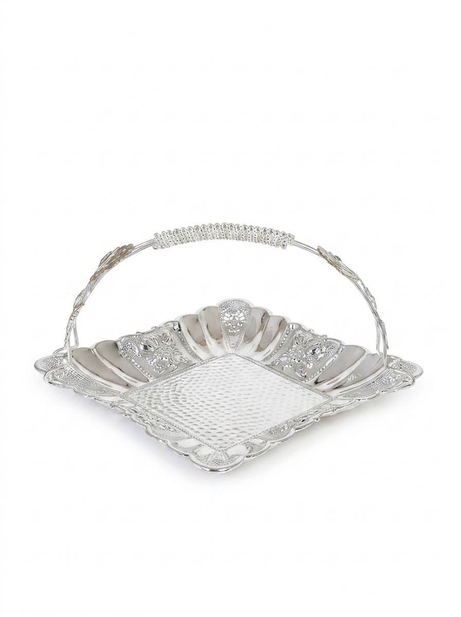 Hammered Square Platter with Handle