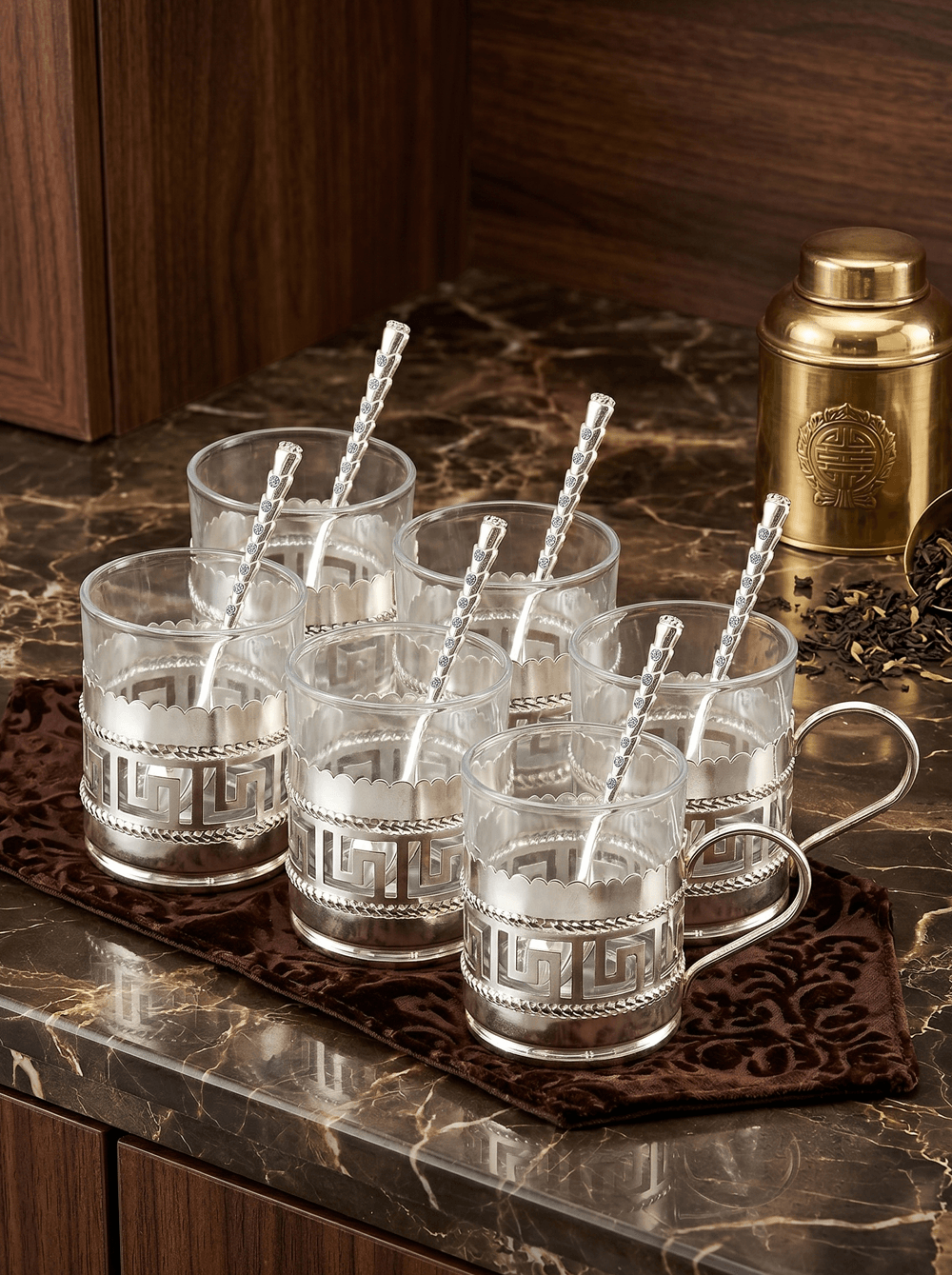 Set of 6 cups with handle