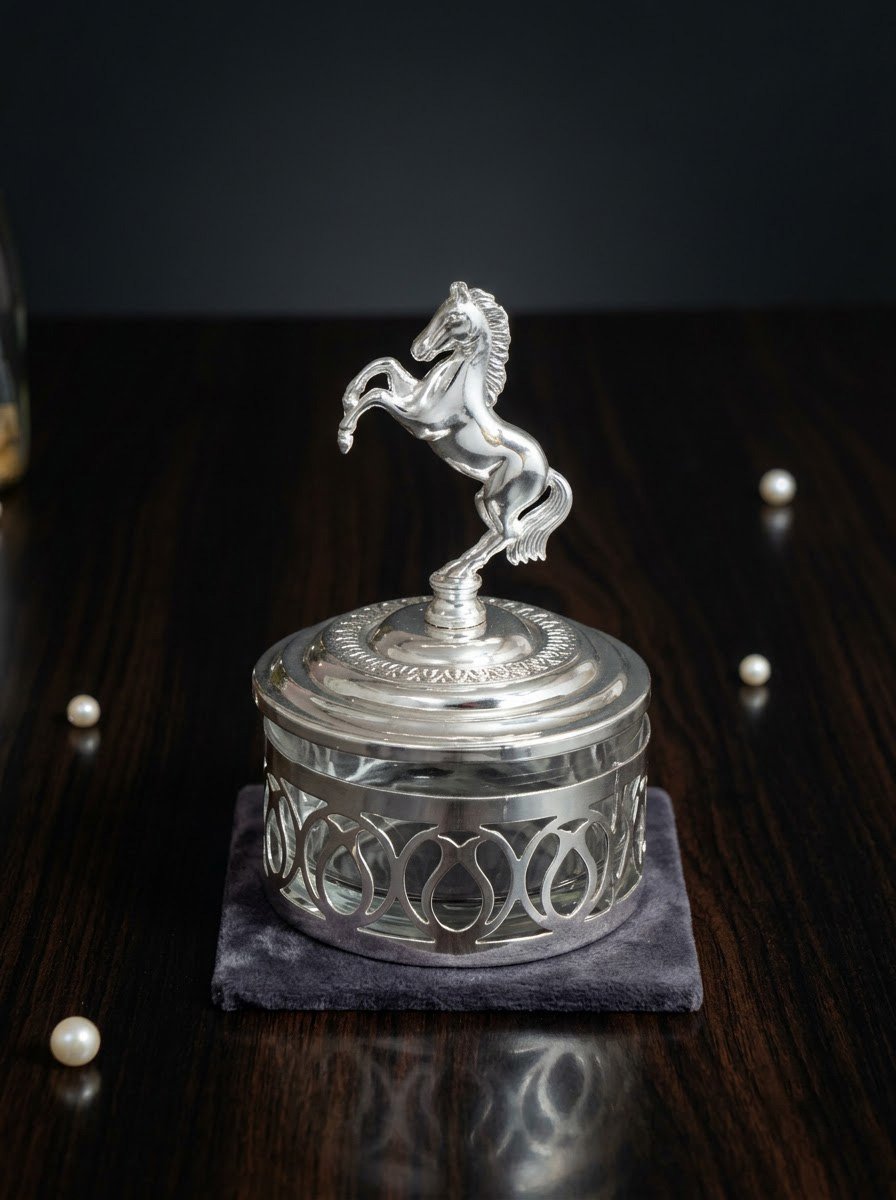 Sugar Pot with Horse Knob
