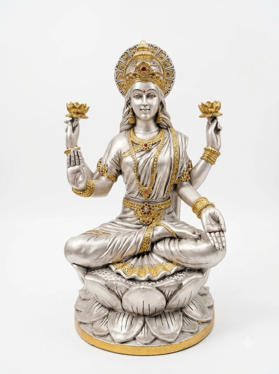 Big Lotus Laxmi Silver Antiq Emery
