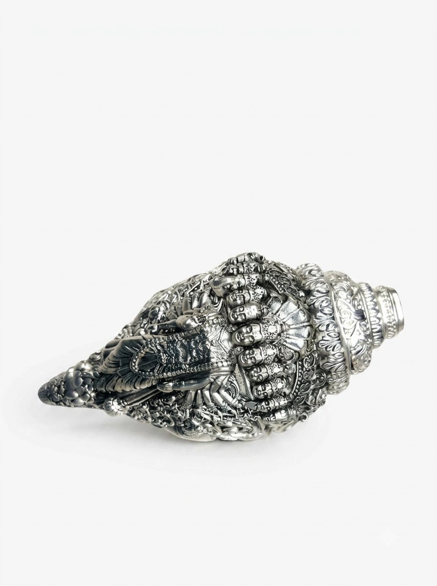 Lotus Vishnu Shankh (Silver Tone)