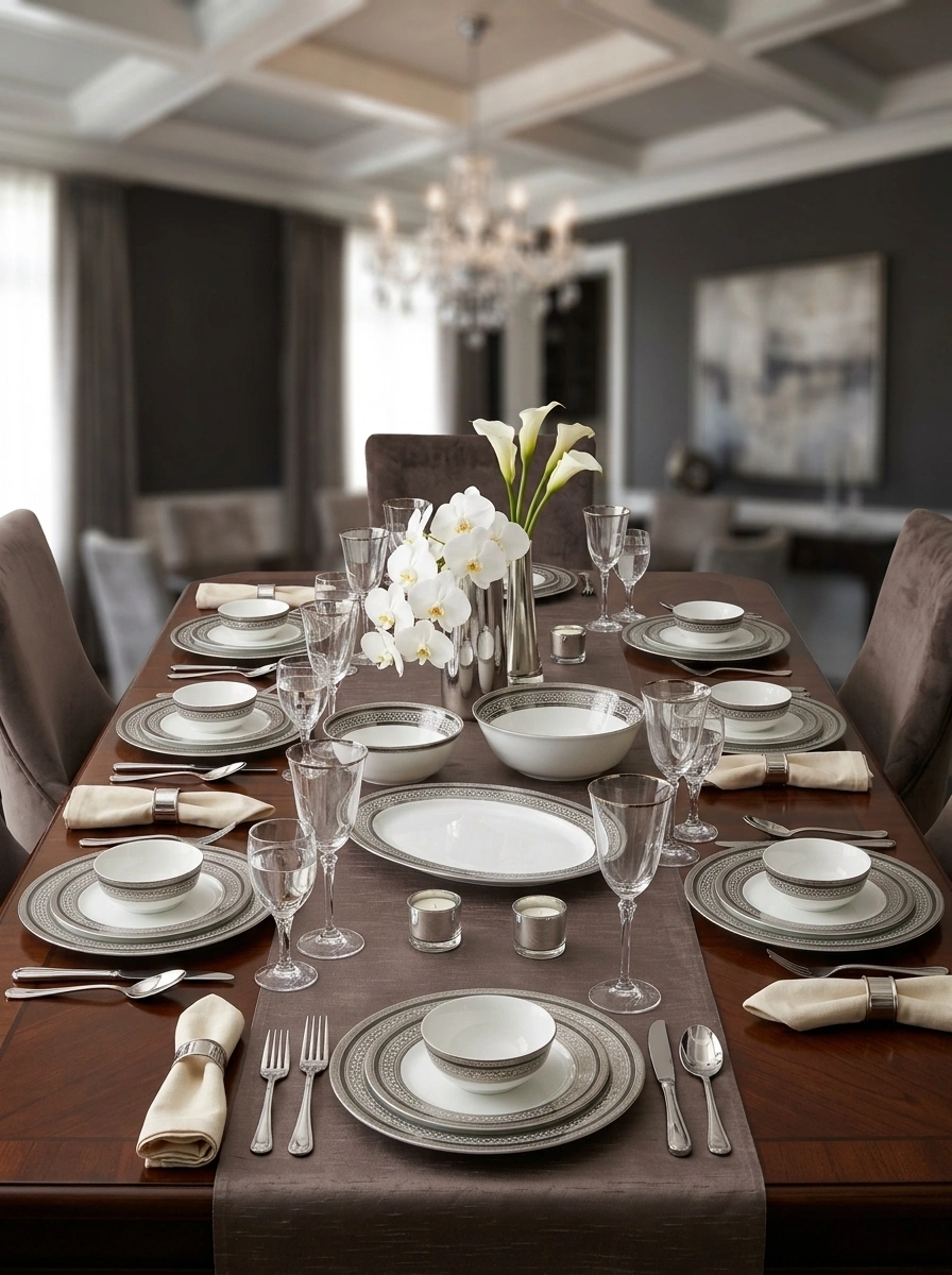 Austin Platinum Dinner Set 61 Pc