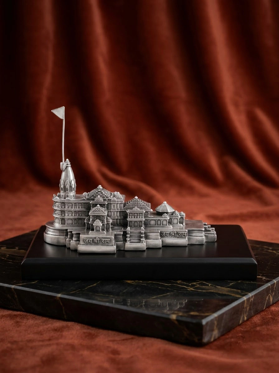 Ram Mandir in Silver Antiq