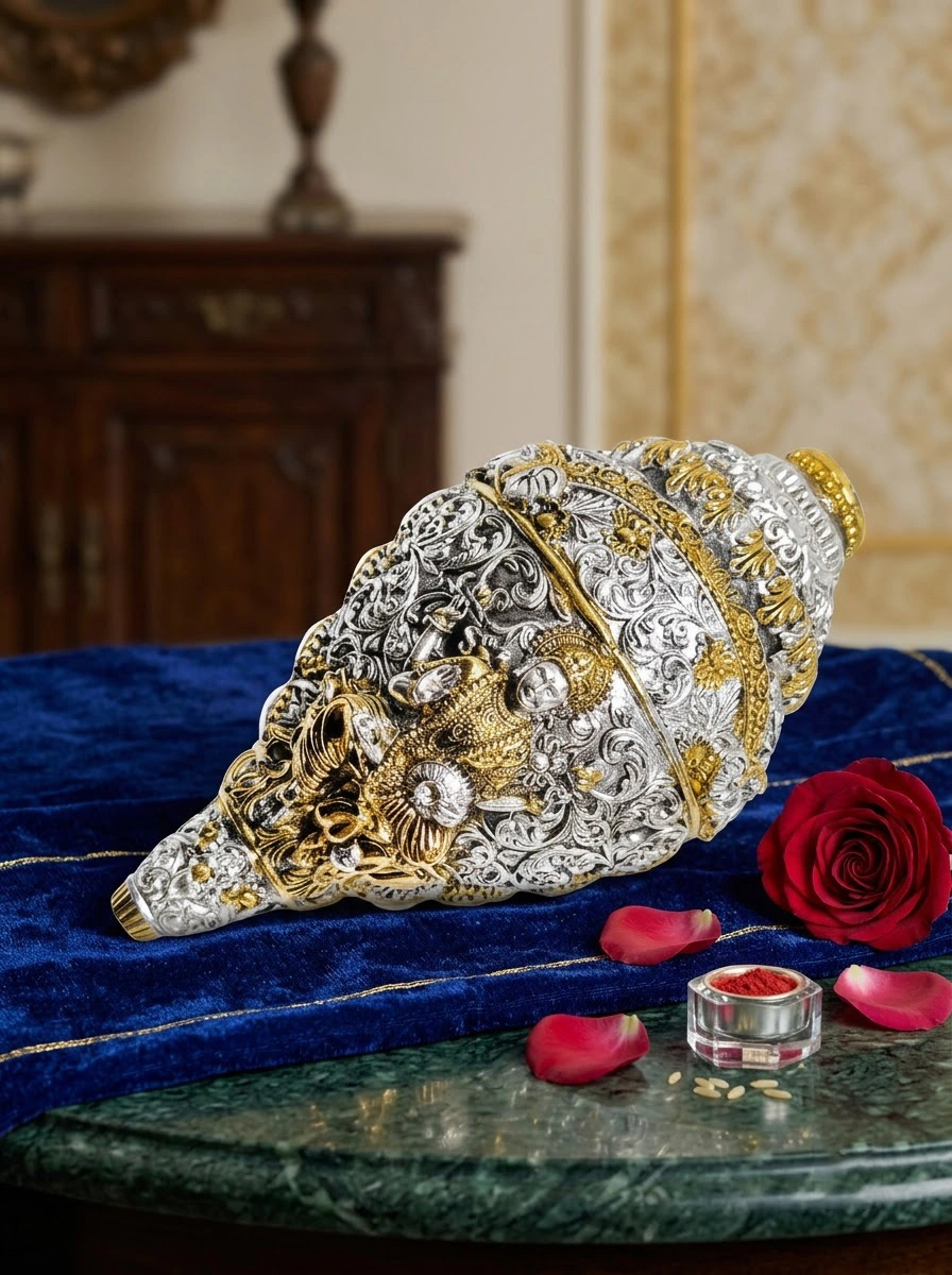 Small Lakshmi Shankh Dual Tone Glossy Finish